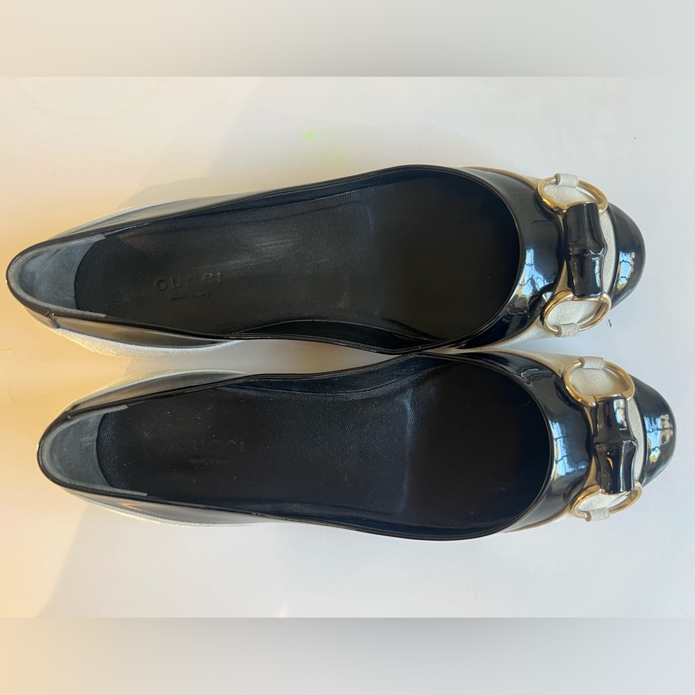 Gucci Moca Pelle E Cuoio Vernice Soft Kid Scamoscia Suede Horsebit Bamboo Flats